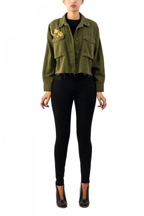 Veste courte brodée lézard