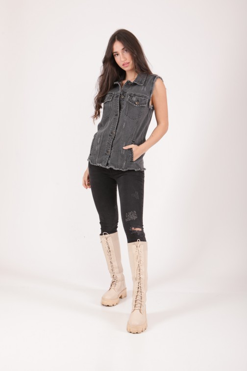 VESTE JEAN SANS MANCHES