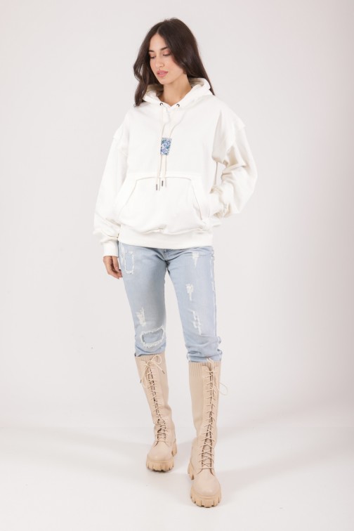 SWEATSHIRT ECRU AVEC UNE...