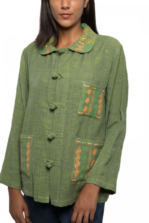 Amazigh-Dengri-Broderie orange, jaune et vert. 