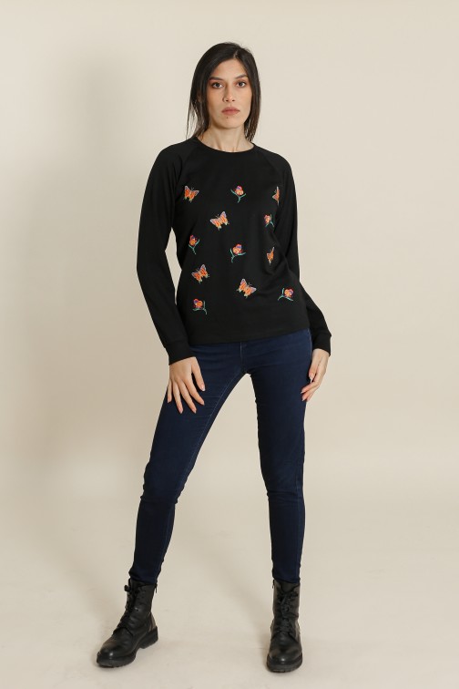 Sweat Papillons Noir 
