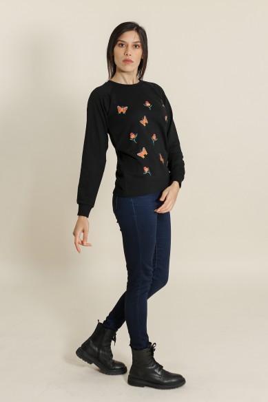 Sweat Papillons Noir 