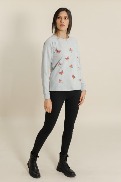 Sweat Papillons Gris