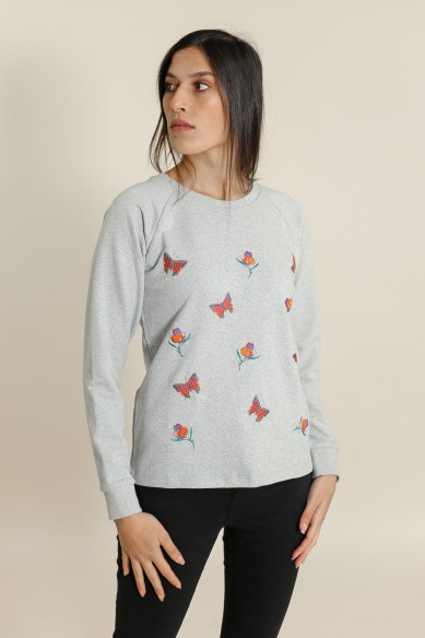 Sweat Papillons Gris