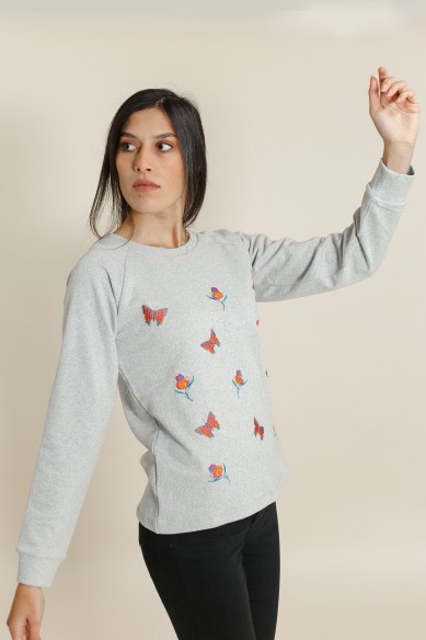 Sweat Papillons Gris
