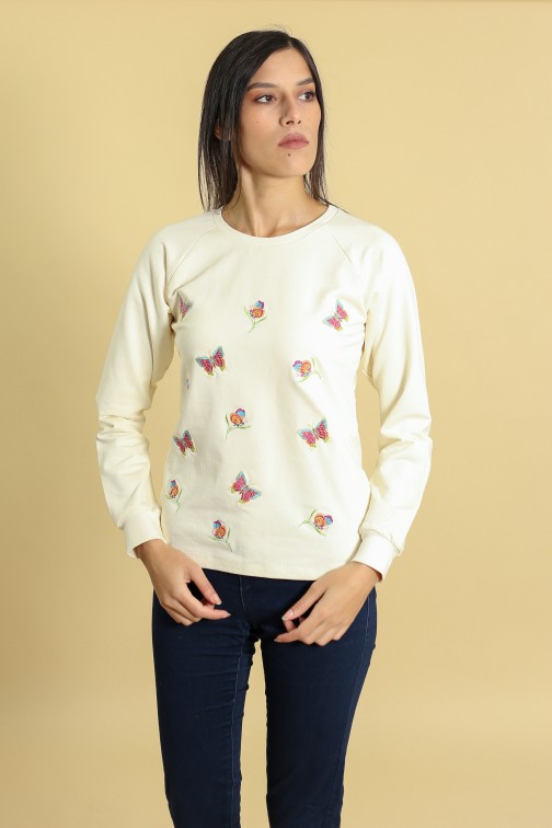 Sweat Papillons Écru