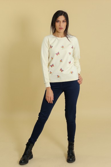 Sweat Papillons Écru