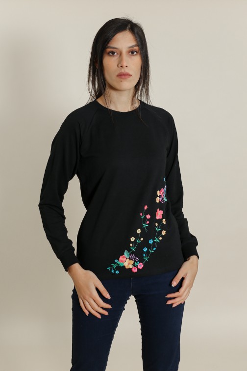 Sweat Fleuri Noir