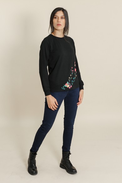 Sweat Fleuri Noir