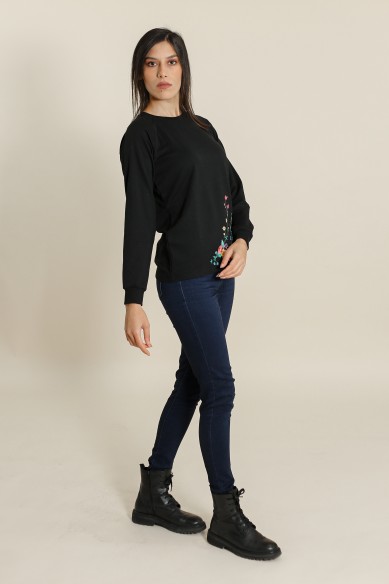 Sweat Fleuri Noir