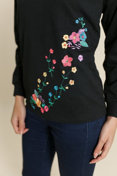 Sweat Fleuri Noir