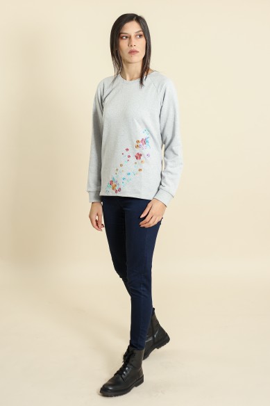 Sweat Fleuri Gris
