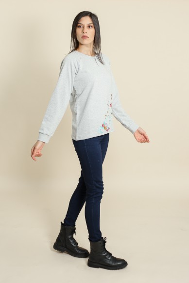 Sweat Fleuri Gris