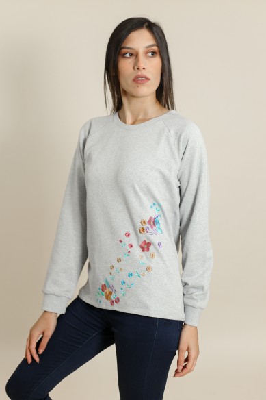 Sweat Fleuri Gris