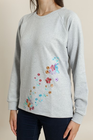 Sweat Fleuri Gris
