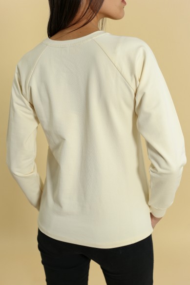 Sweat Fleuri Écru