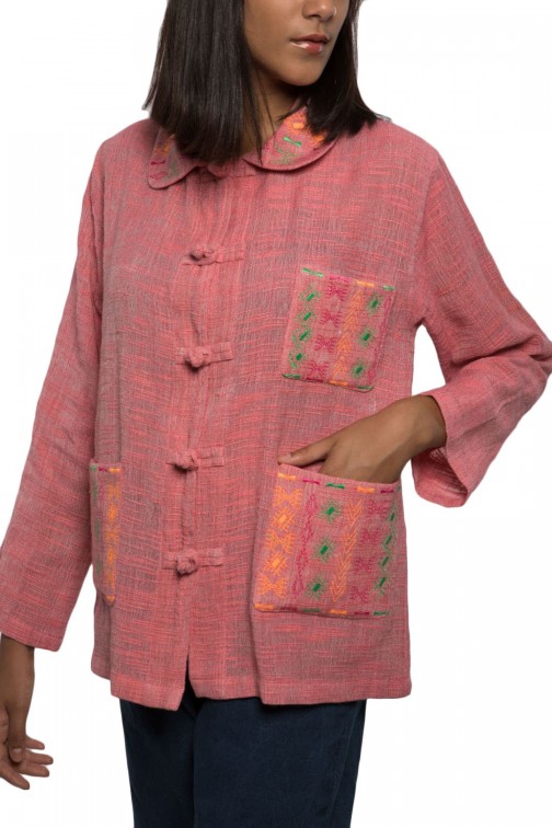 Amazigh broderie vert, rose et orange
