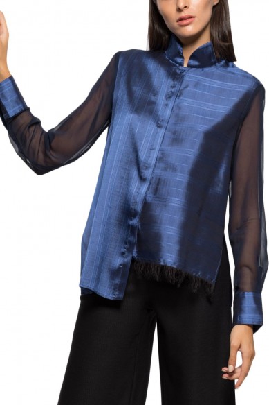 Asymmetrical mandarin shirt
