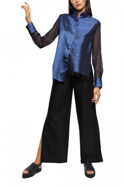 Asymmetrical mandarin shirt