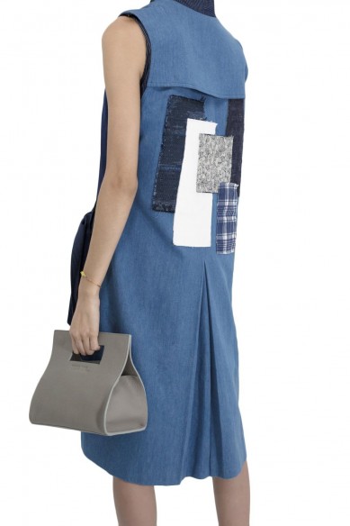 Color blocked trench coat with boro back