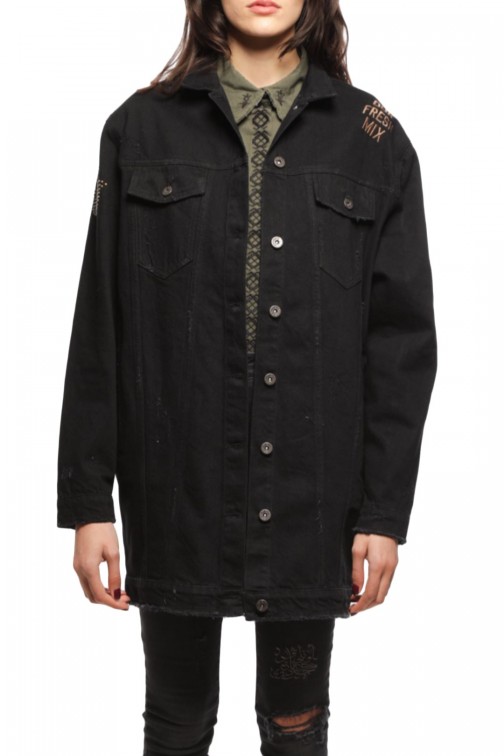 VESTE JEAN NOIR OVER SIZE