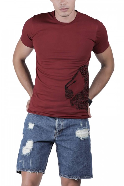 T-SHIRT BORDEAUX LION