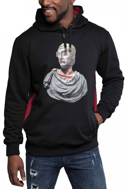 SWEATSHIRT NOIR ET BORDEAUX
