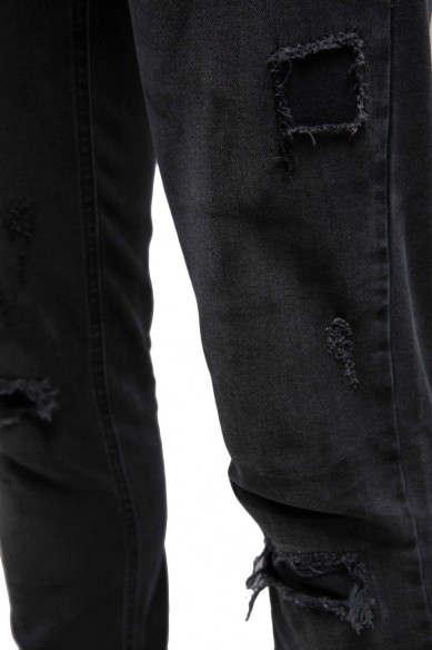 PANTALON JEAN HOMME NOIR DÉLAVÉ