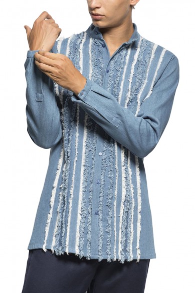 Frayed denim shirt