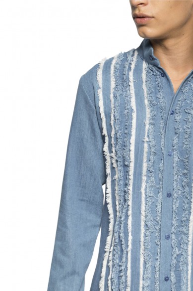Frayed denim shirt
