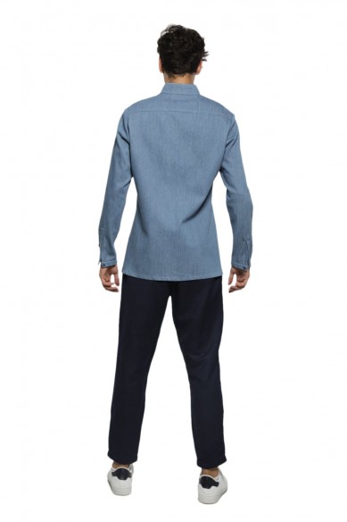 Frayed denim shirt