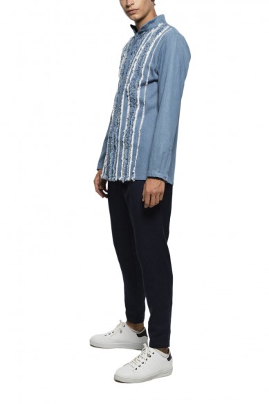 Frayed denim shirt